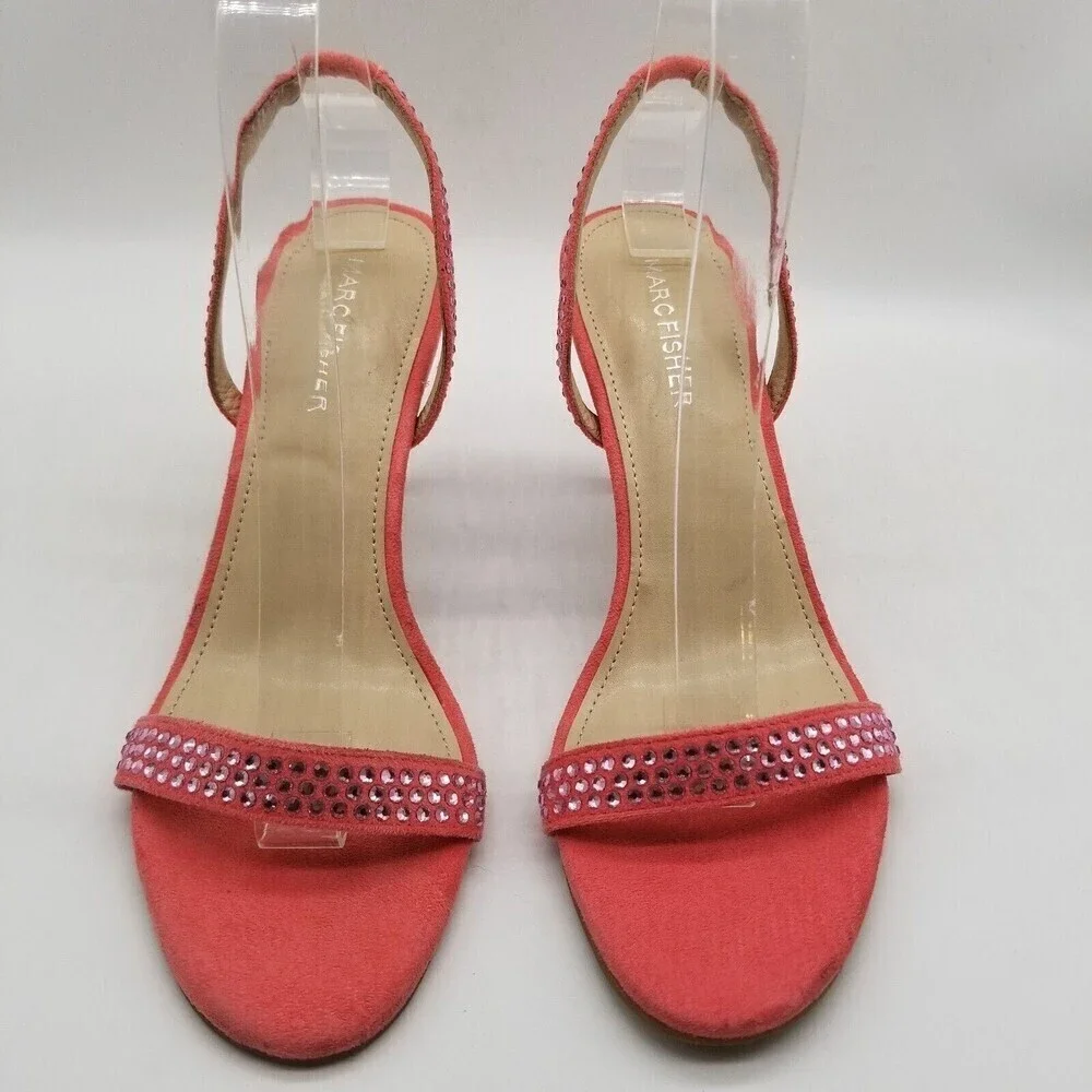 Marc Fisher‎ Women Pink Rhinestone Betila Heel sandals 9.5